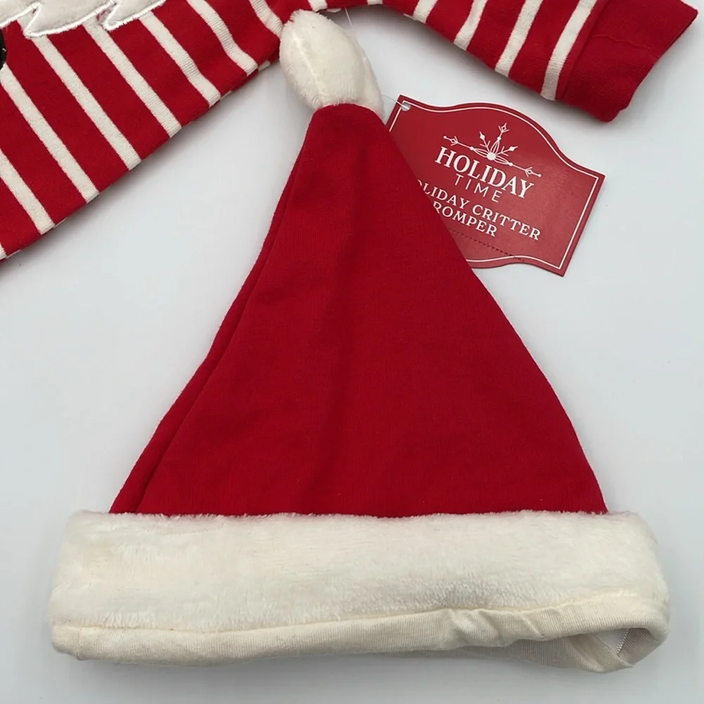 Baby Santa Gnome Onesie Romper Christmas Outfit with‎ Santa Hat - 0-3M